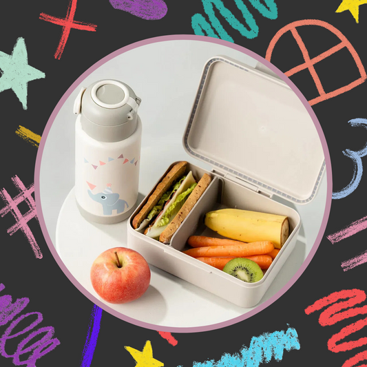 Pack botella y fiambrera beige para niño