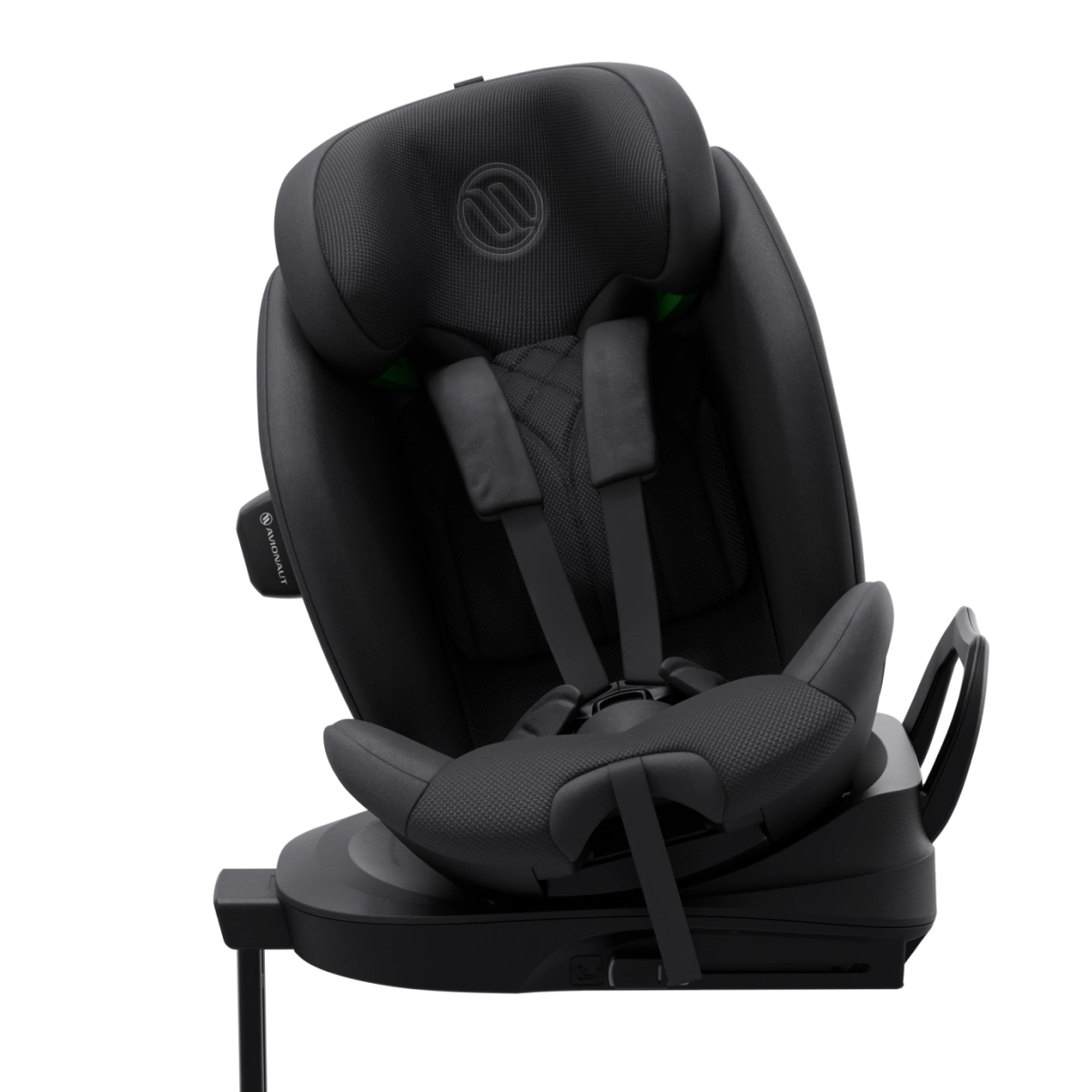 Silla de coche Avionaut Stardust 360 en color negro, sistema de acceso con puerta abierta