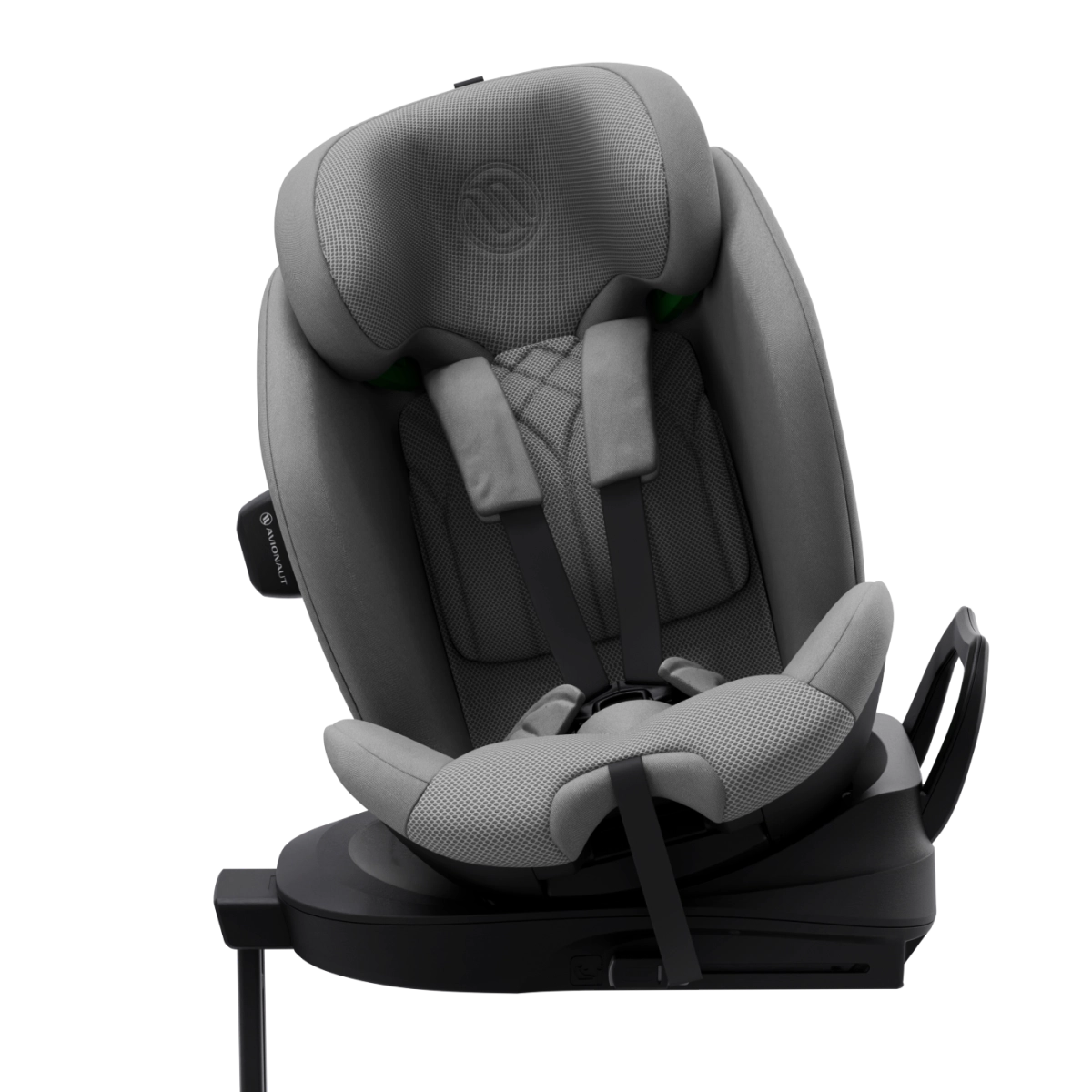 Silla de coche Avionaut Stardust 360 en color gris, vista lateral con puerta abierta