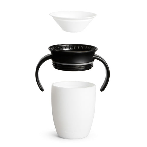 Taza antigoteo Miracle 360º con asas 200ml Black and White - Blanco