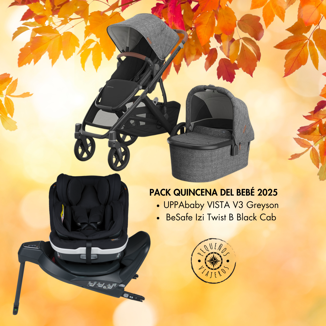 ochecito UPPAbaby VISTA con silla BeSafe en color Greyson, promoción Quincena del Bebé 2025