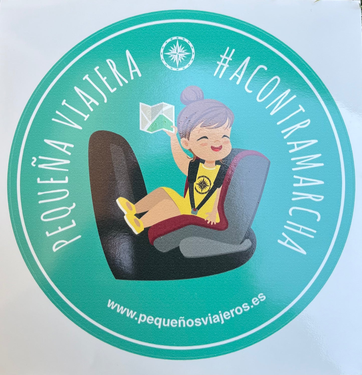 Pegatina vinilo Pequeño Viajero #AContraMarcha