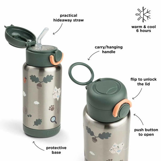 Botella Térmica Infantil 340ml con pajita | Tiny Trails Verde