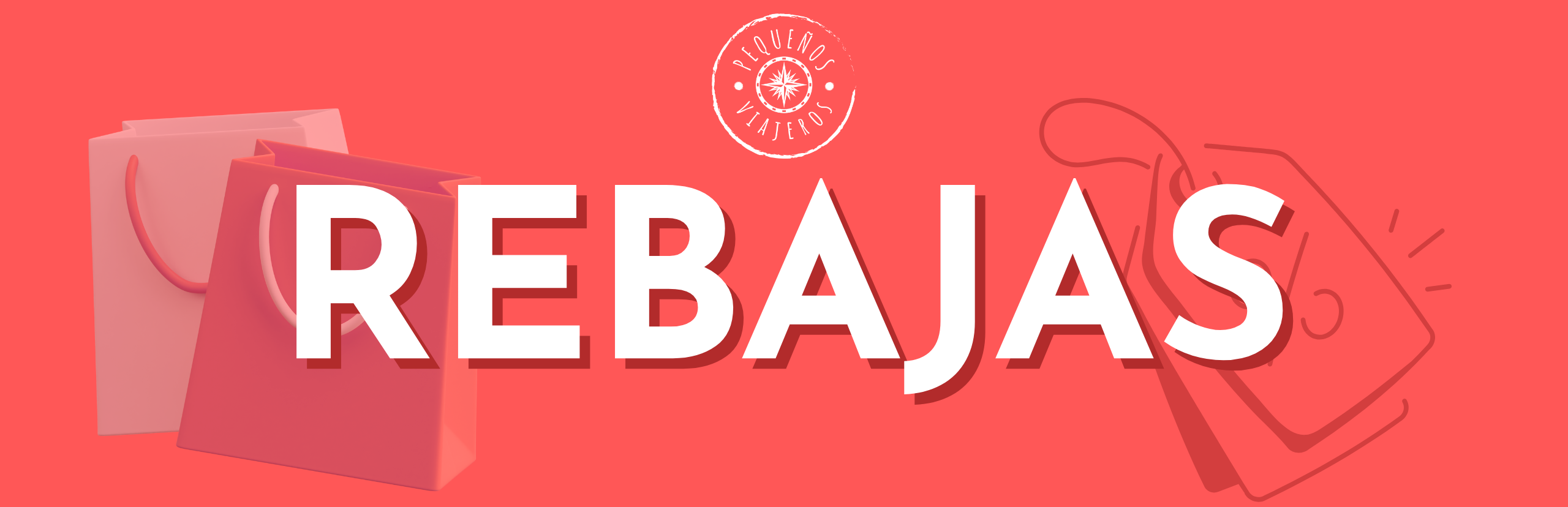 Banner promocional de rebajas Pequeños Viajeros