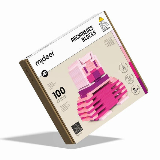 Arquímedes Bloques de Madera 100 Piezas | Rosa