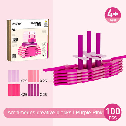 Arquímedes Bloques de Madera 100 Piezas | Rosa