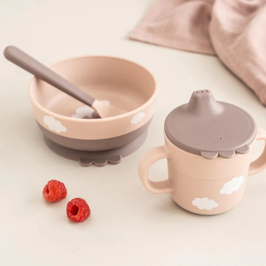 Set "Mi Primera Comida" | Happy clouds - Rosa