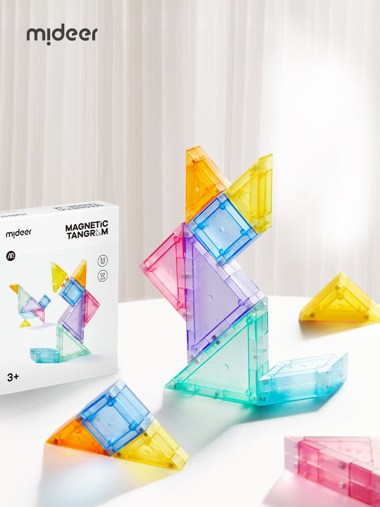 Tangram magnético 3D con reloj de arena