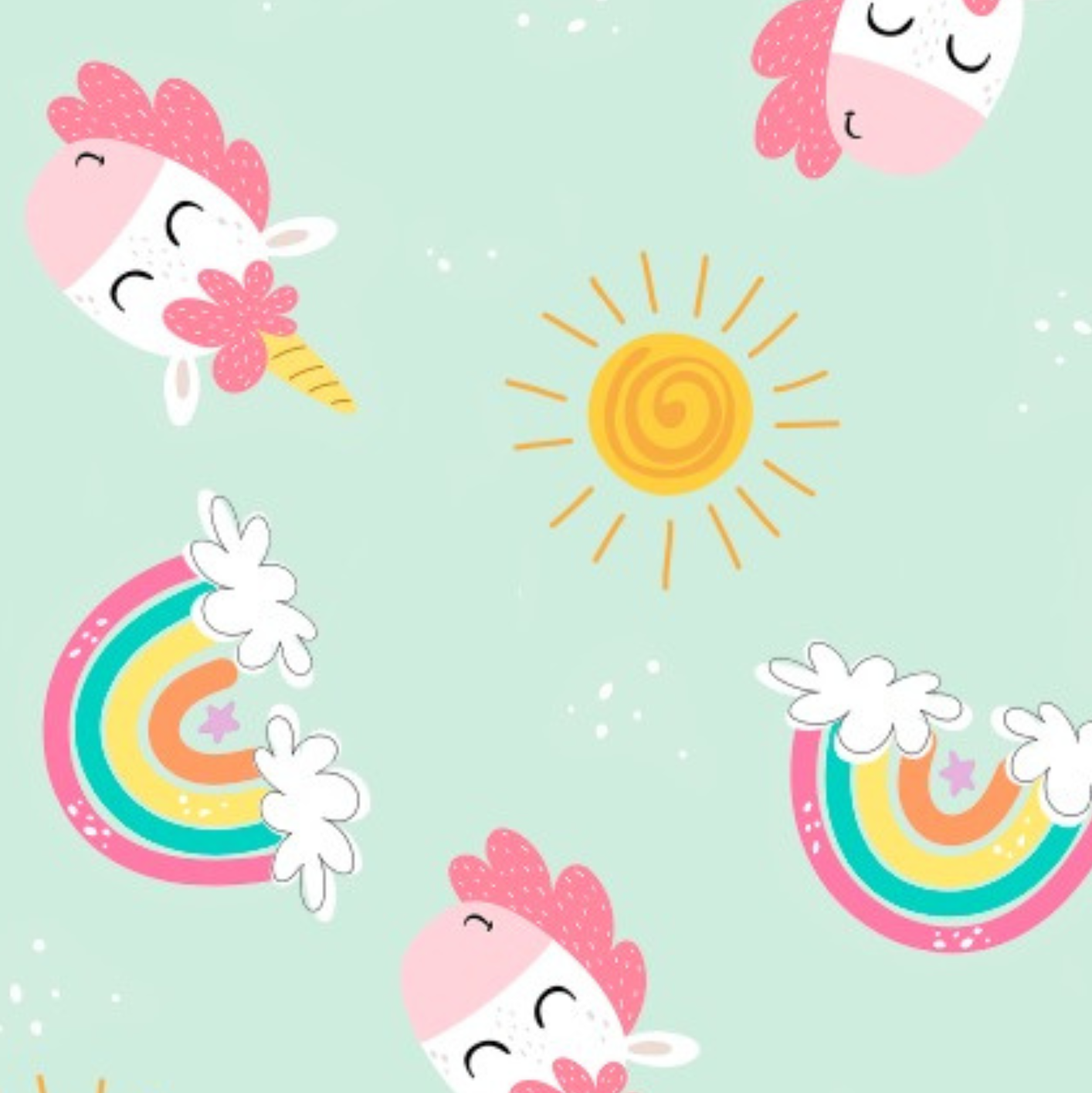 Ilustración infantil de unicornios para decoración o juego