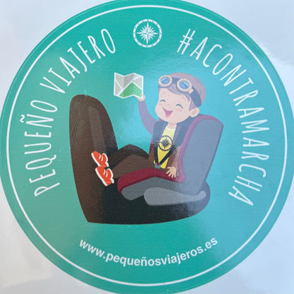 Pegatina vinilo Pequeño Viajero #AContraMarcha